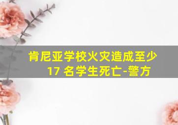 肯尼亚学校火灾造成至少 17 名学生死亡-警方